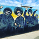 “Our Mighty Contribution” mural on Crenshaw Boulevard, defaced with swastikas